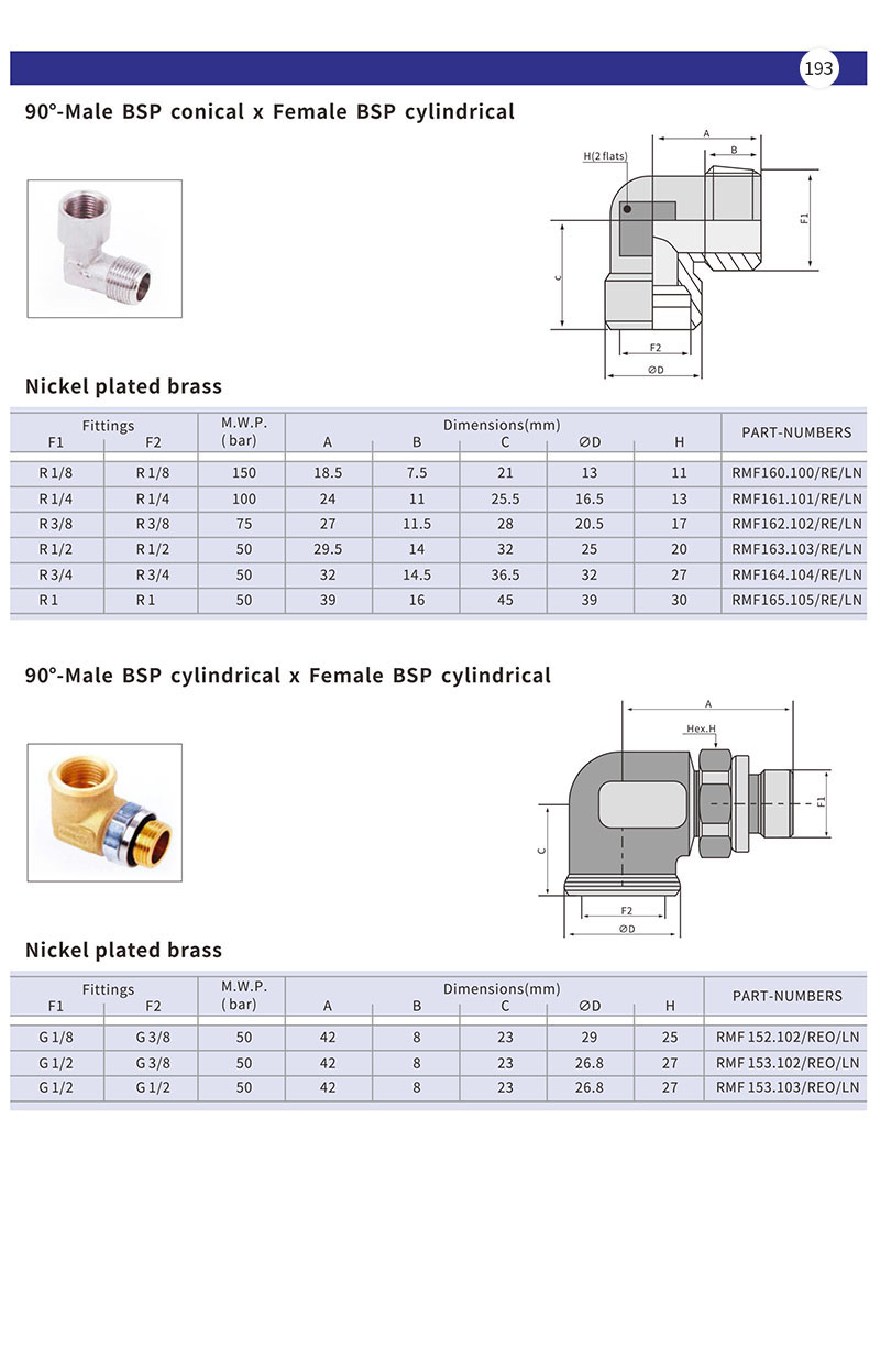 90°-Male BSP conical x Female BSP cylindrical