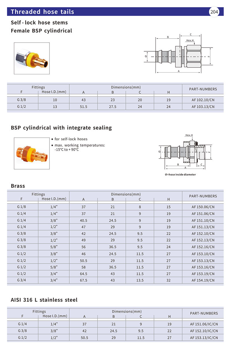 Threaded hose tails (3)