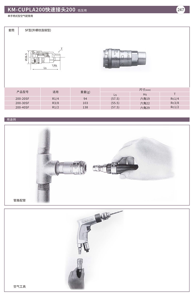 KM-CUPLA200快速接头200 低压用