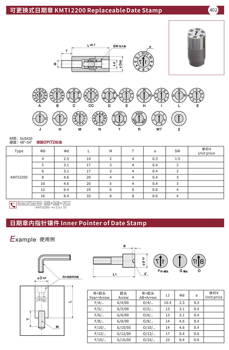 可更换式日期章KMTI2200