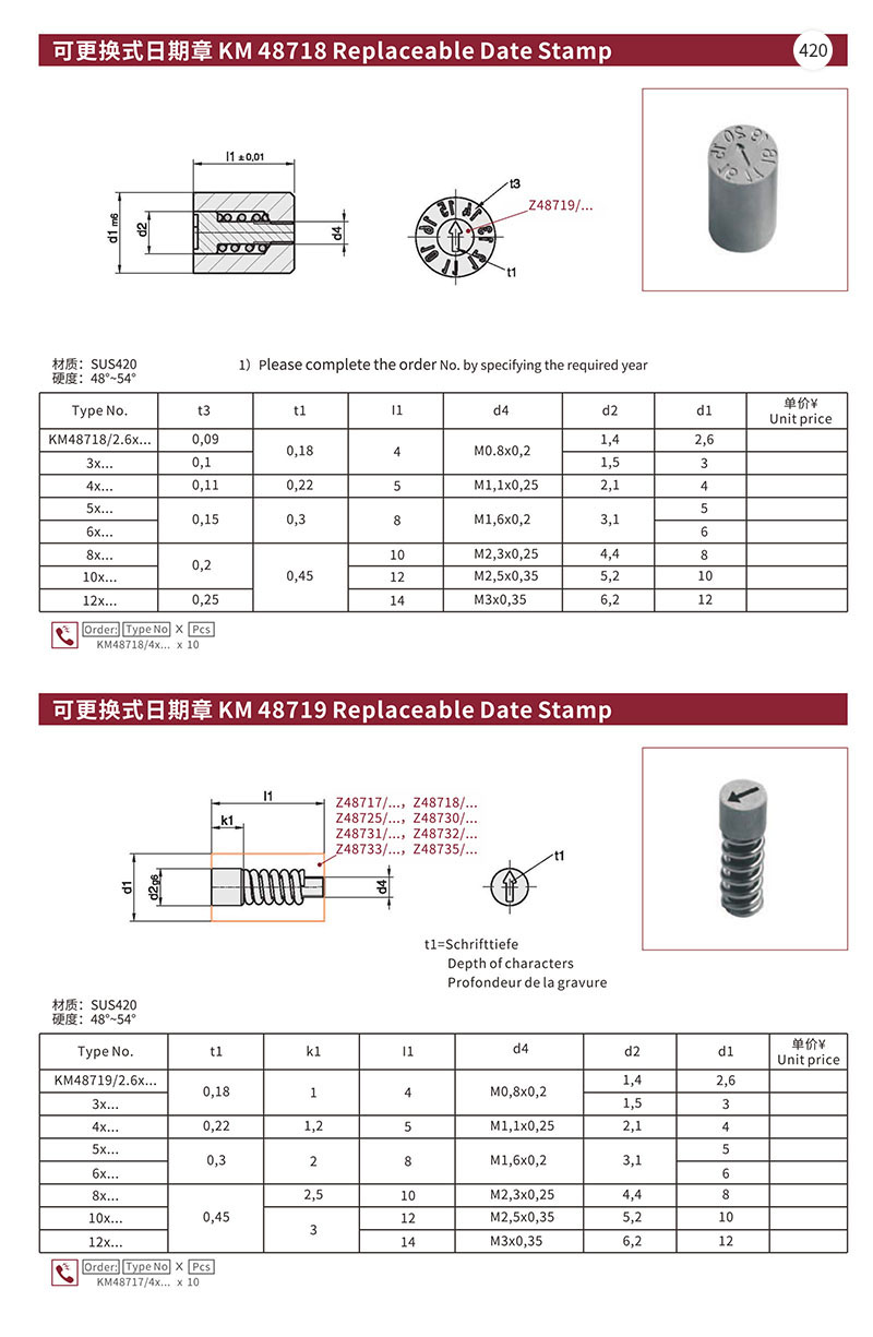 可更换式日期章KM 48718
