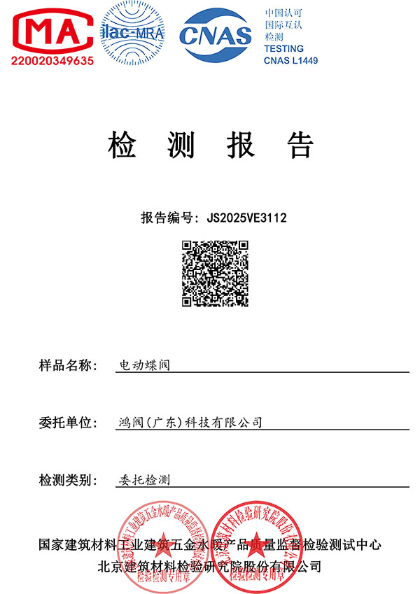 电动蝶阀检测报告