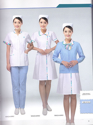 蓝白色护士服定制