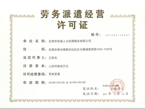 劳务派遣经营许可证