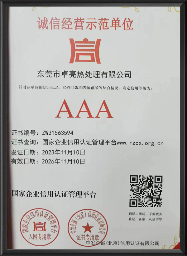 诚信经营示范单位