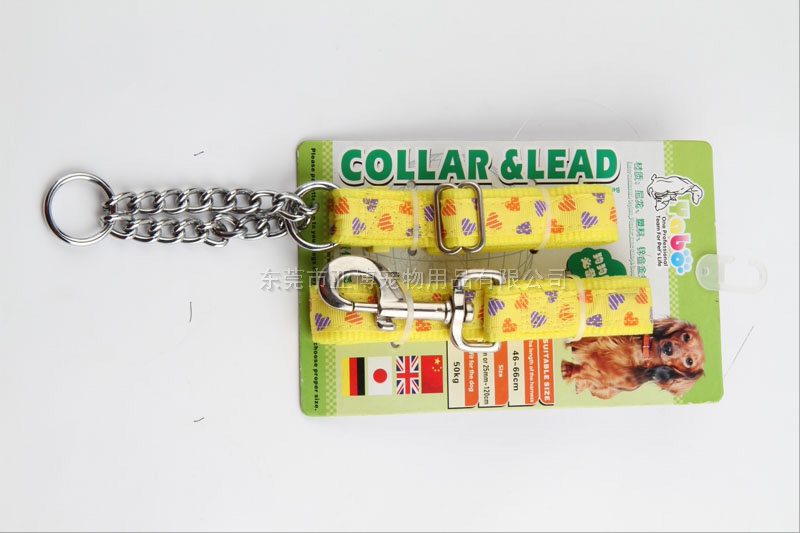 尼龙缎带链条颈圈配拉带