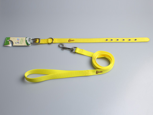 亚博 宠物尼龙颈圈+拉带 黄色