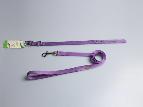 亚博 宠物尼龙颈圈+拉带  紫色