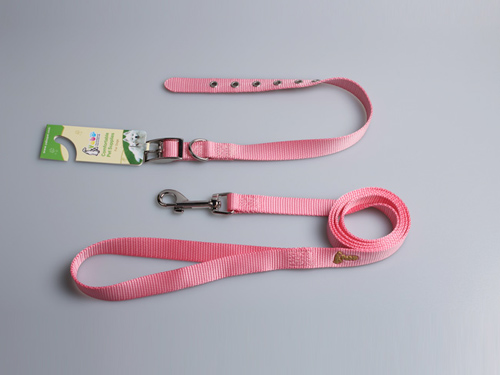 亚博 宠物尼龙颈圈+拉带  粉色
