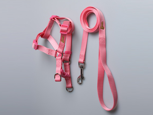 亚博 宠物尼龙胸背带+拉带 粉色