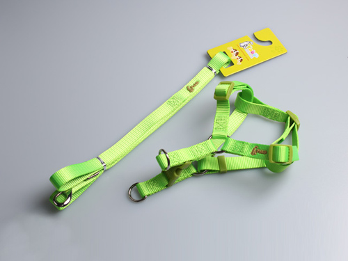 亚博 宠物尼龙胸背带+拉带 绿色