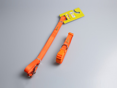 亚博 宠物尼龙调整颈圈+拉带 橙色