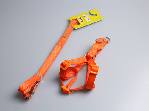 亚博 宠物尼龙胸背带+拉带 橙色