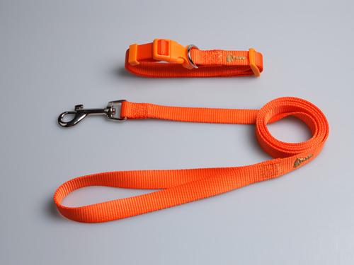 亚博 宠物尼龙调整颈圈+拉带 橙色