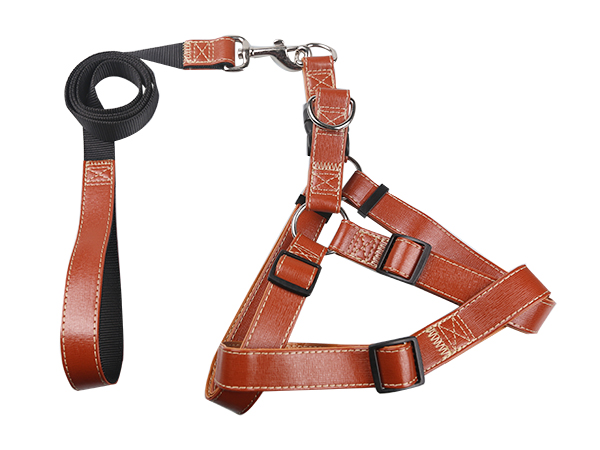 拉绳胸背带套装 pu皮橘色