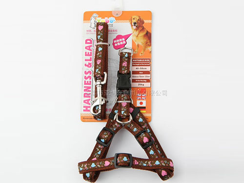 亚博 尼龙缎带胸背带配拉带 咖色