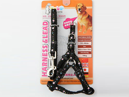 亚博 尼龙缎带胸背带配拉带  黑色