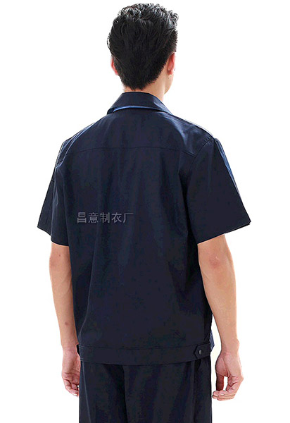 KG-312-2藏蓝拼天蓝短袖套装