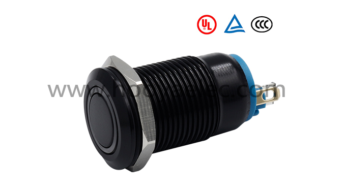 金属按键开关 HY-12B 平头环形（黑氧化）12mm