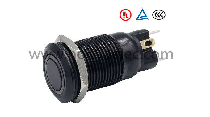 金属按键开关 HY-12B2 平头环形（黑氧化）12mm