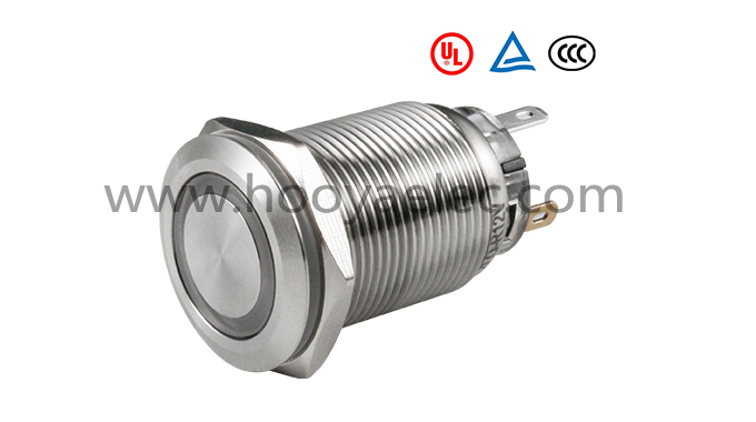 金属按键开关 HY-19A 加长螺纹平头环形 19mm
