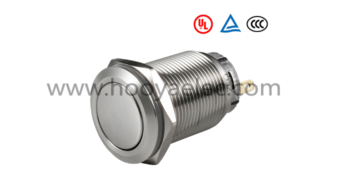 金属按键开关 HY-19A 加长螺纹平头无灯 19mm