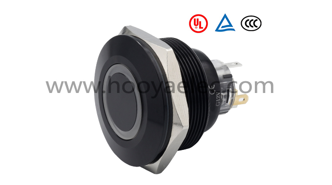 金属按键开关 HY-30A 平头环形（黑氧化）30mm