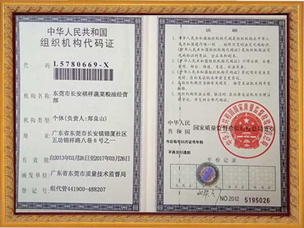 中华人民共和国组织机构代码证