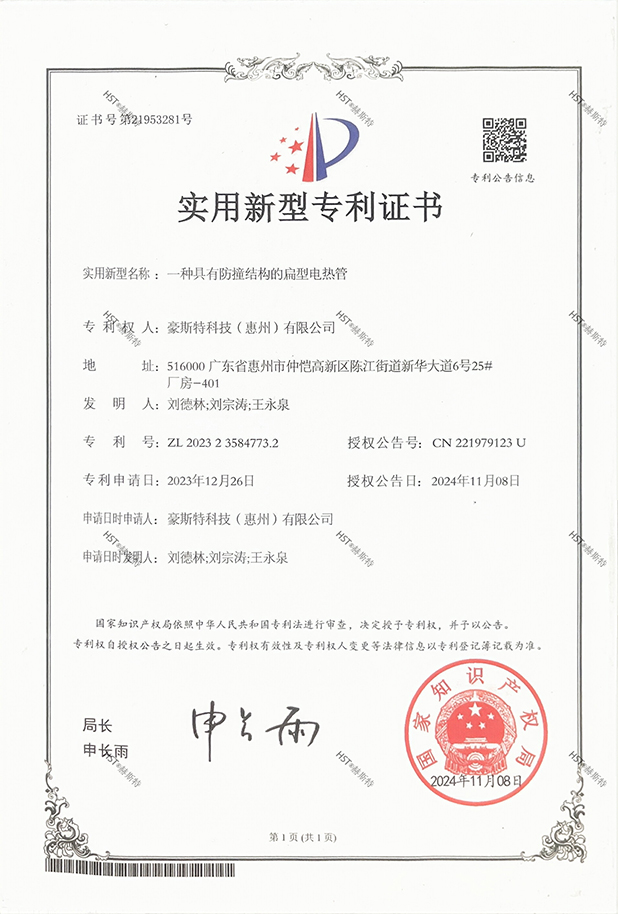 赫斯特专利证书