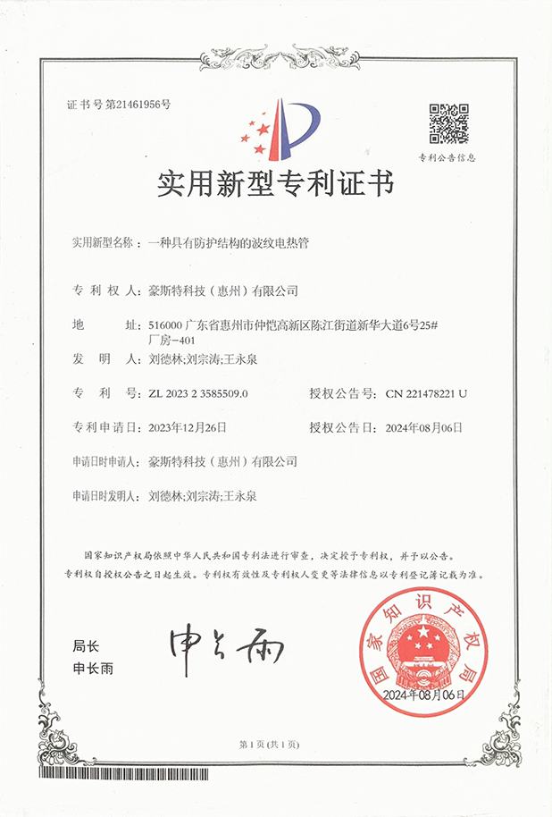 赫斯特专利证书