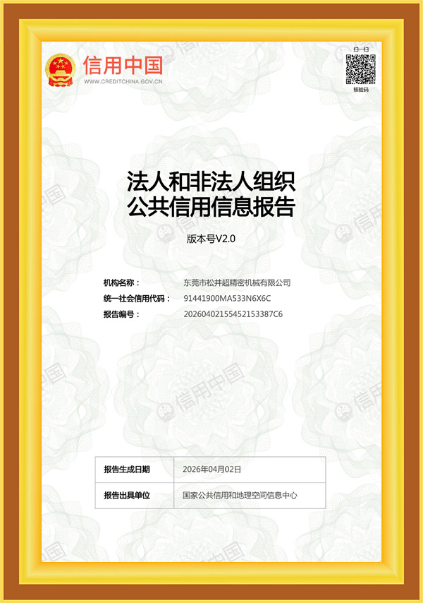 法人和非法人组织公共信用信息报告
