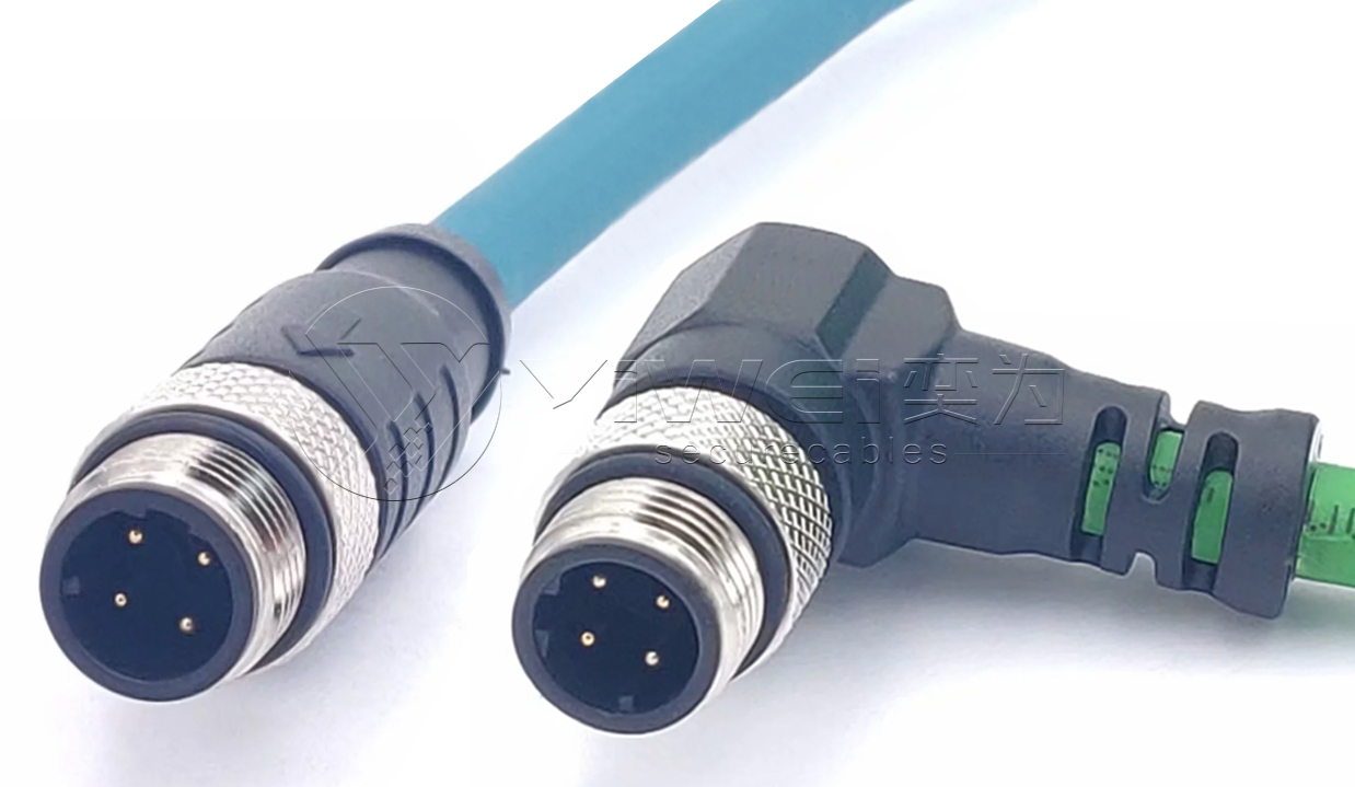 M12 4芯D扣工业以太网连接线