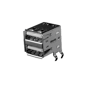 USB2.0连接器AF 90度 弯脚 双层 半包 无弹