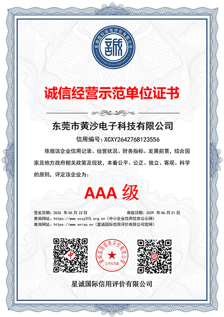 诚信经营示范单位证书
