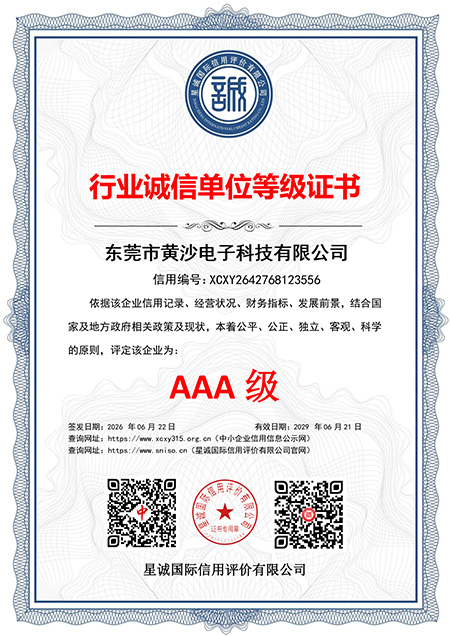 行业诚信单位等级证书
