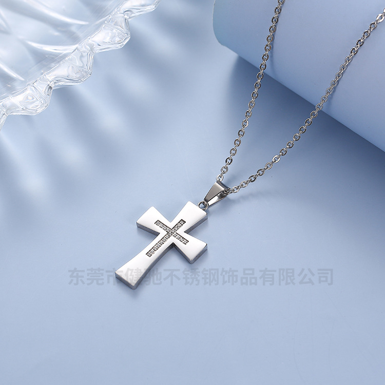 CNC锆石十字架吊坠