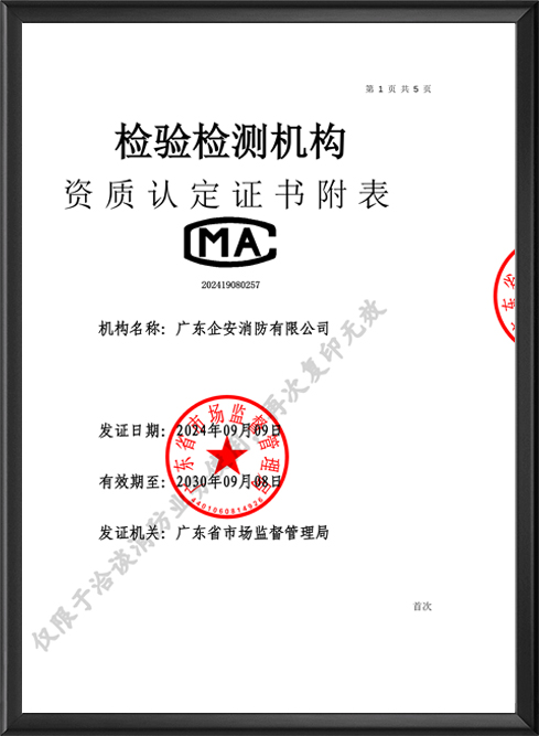 资质认定证书附表