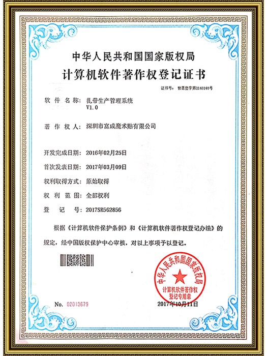 计算软件著作权登记证书