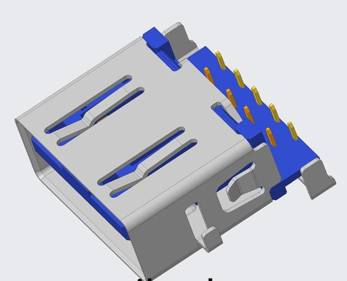 USB 3.0 AF DIP90 反向沉板1.36 L12.5 平口