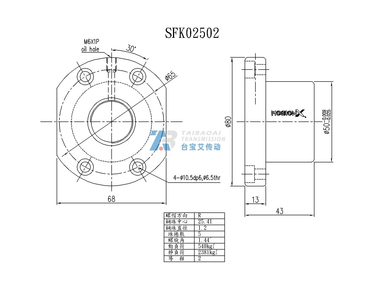 SFK02502 尺寸图