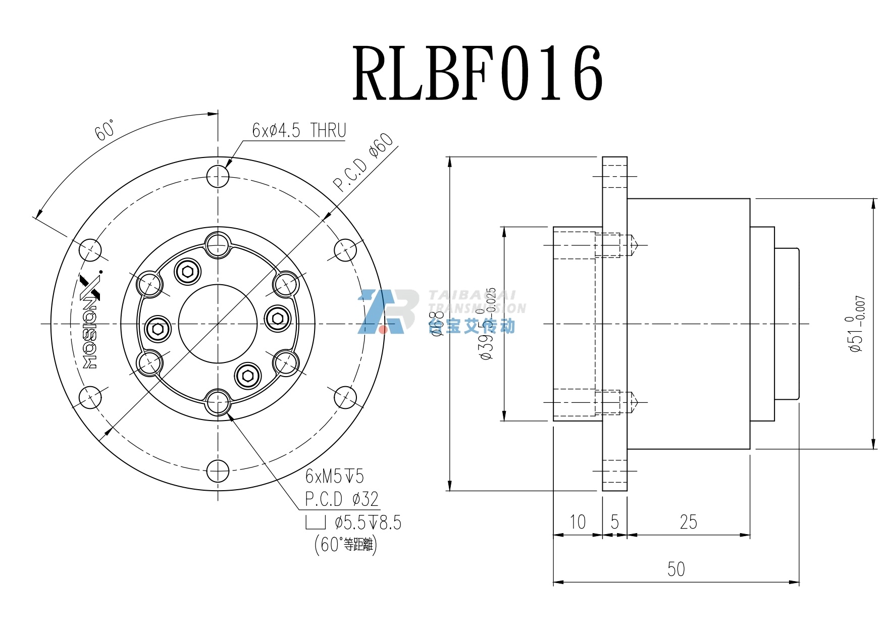 RLBF016 工程尺寸图