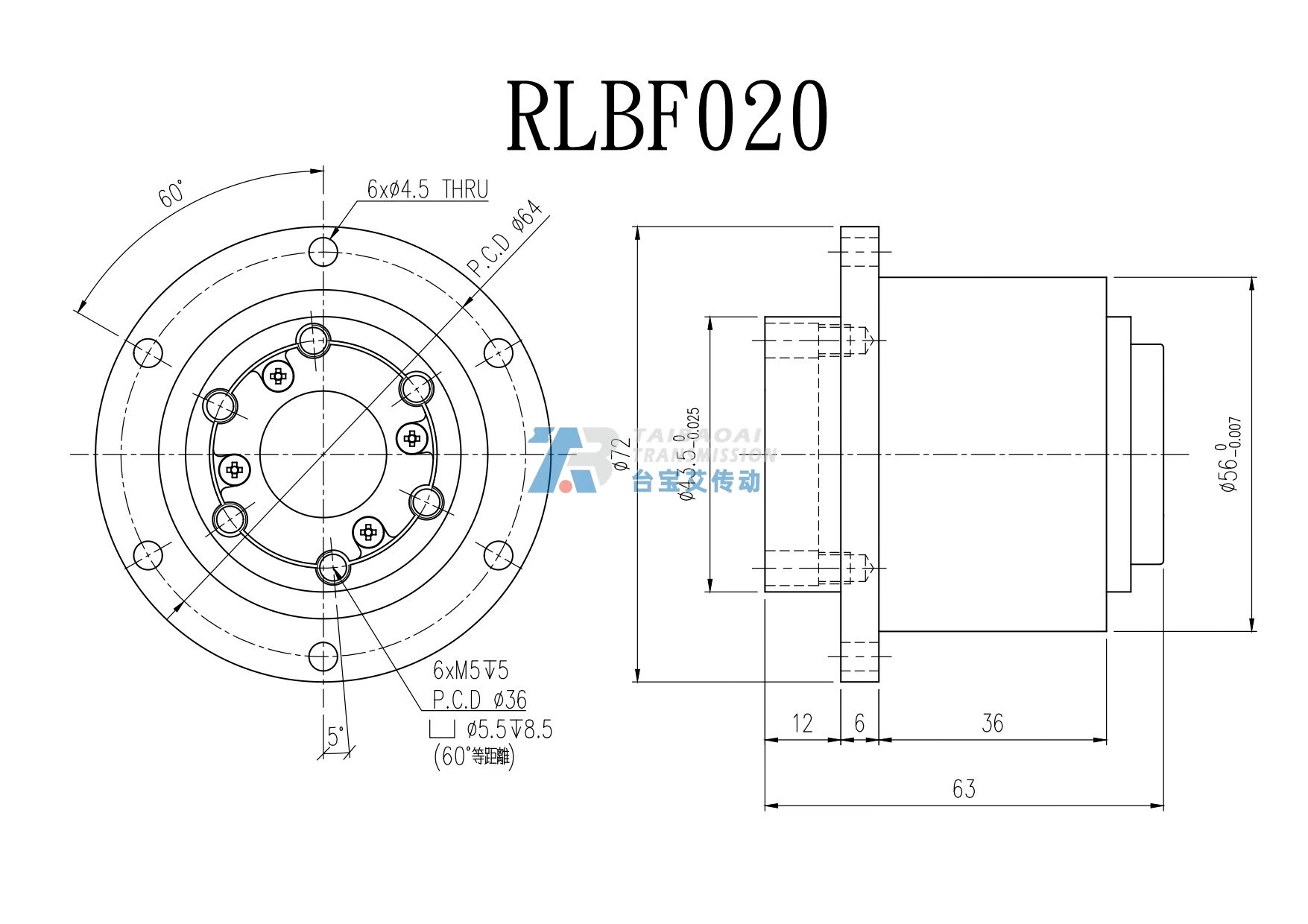 RLBF020 工程尺寸图