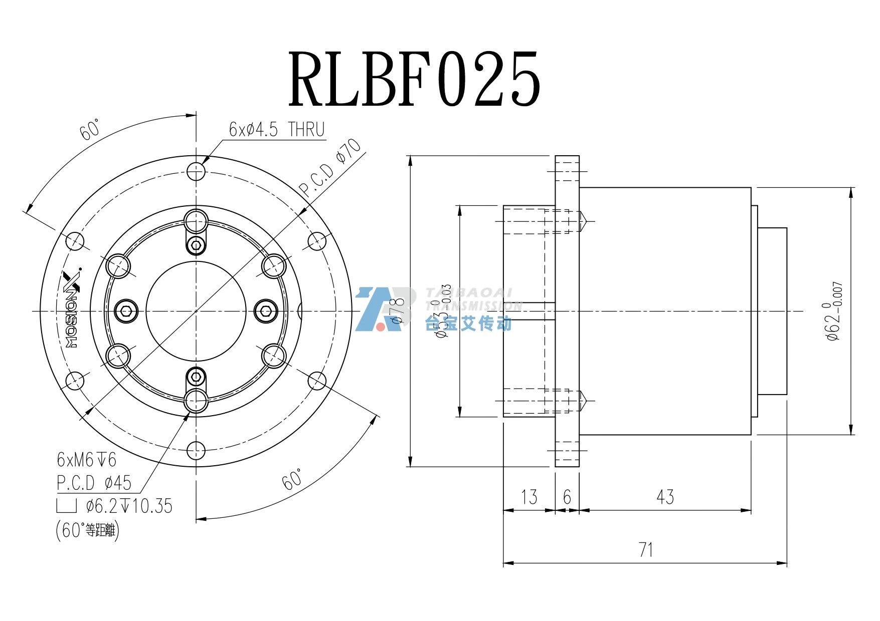 RLBF025 工程尺寸图
