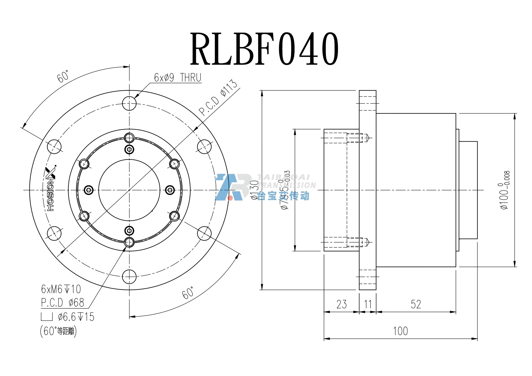 RLBF040 工程尺寸图