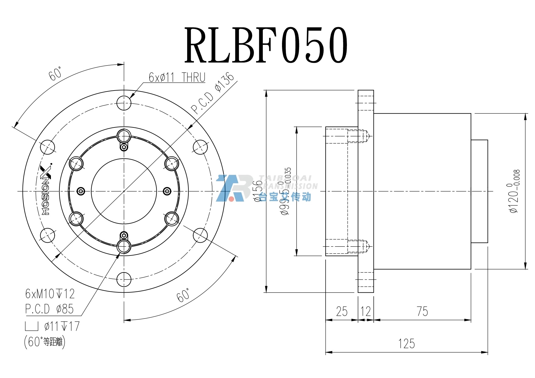 RLBF050 工程尺寸图