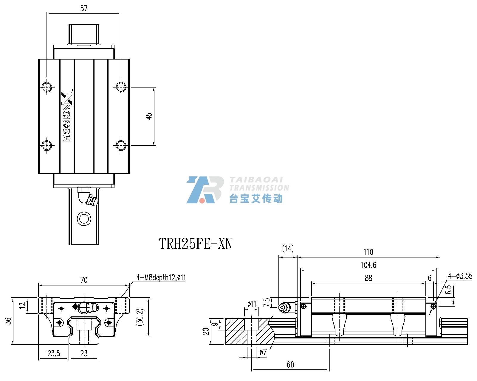 TRH25FE-XN 工程尺寸图