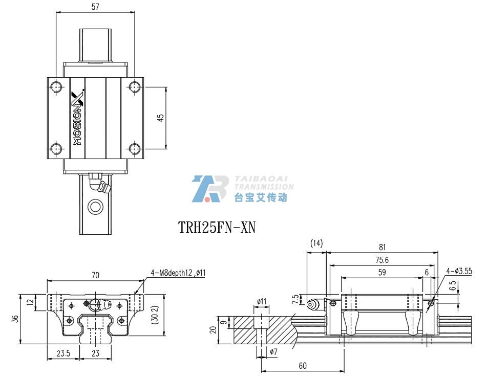 TRH25FN-XN 工程尺寸图