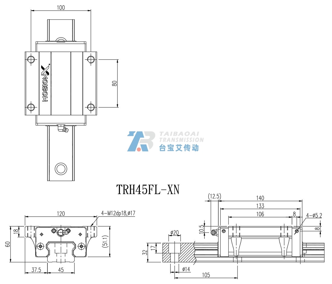 TRH45FL-XN 工程尺寸图