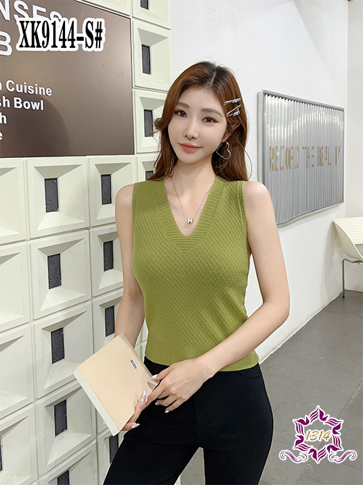 v领针织背心XK9144-S