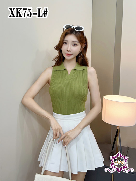 v领针织背心XK75-L